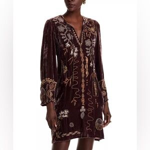 Johnny Was Embroidered Velvet Shift Dress